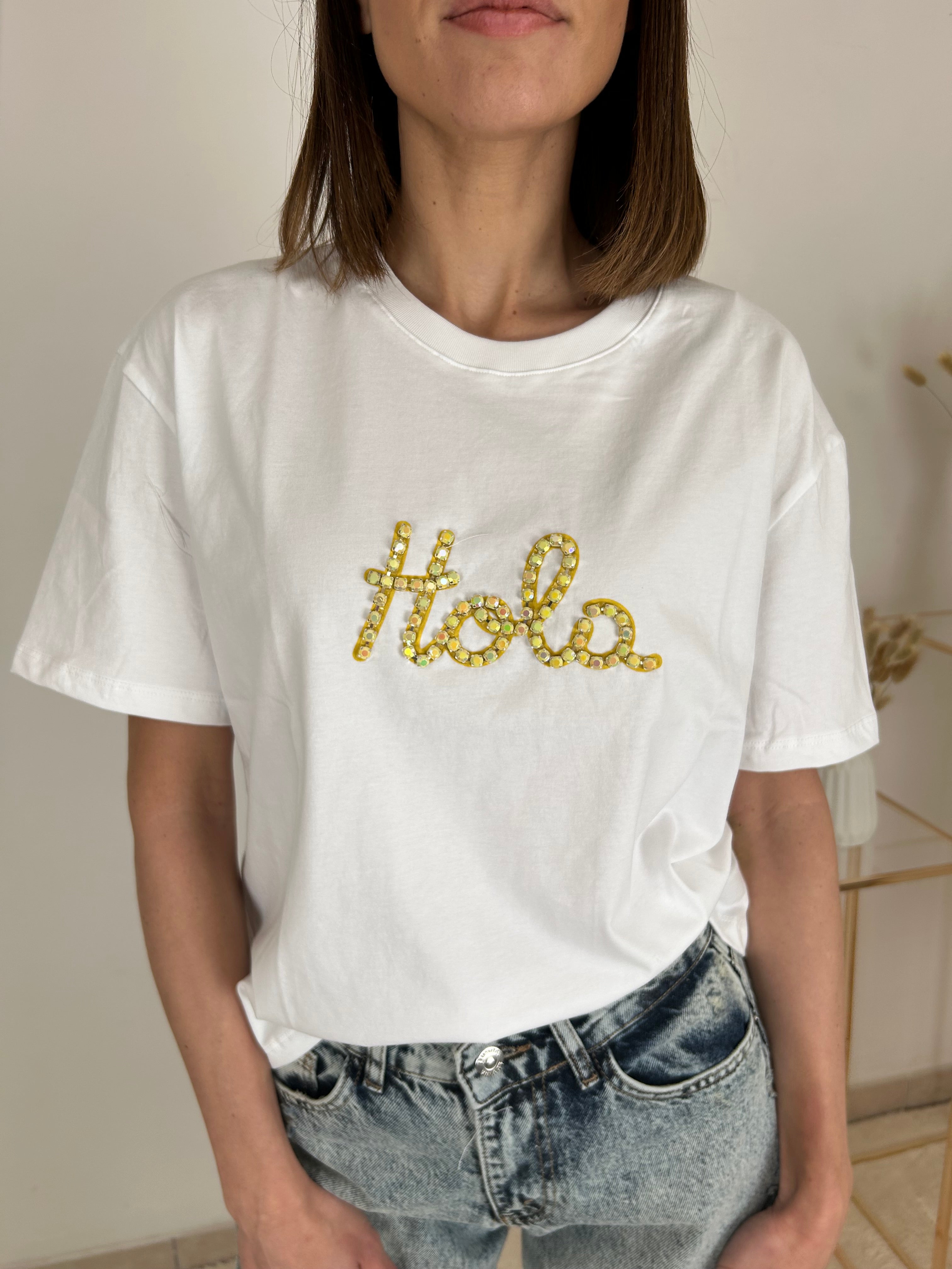 T-shirt "Hola" Strass