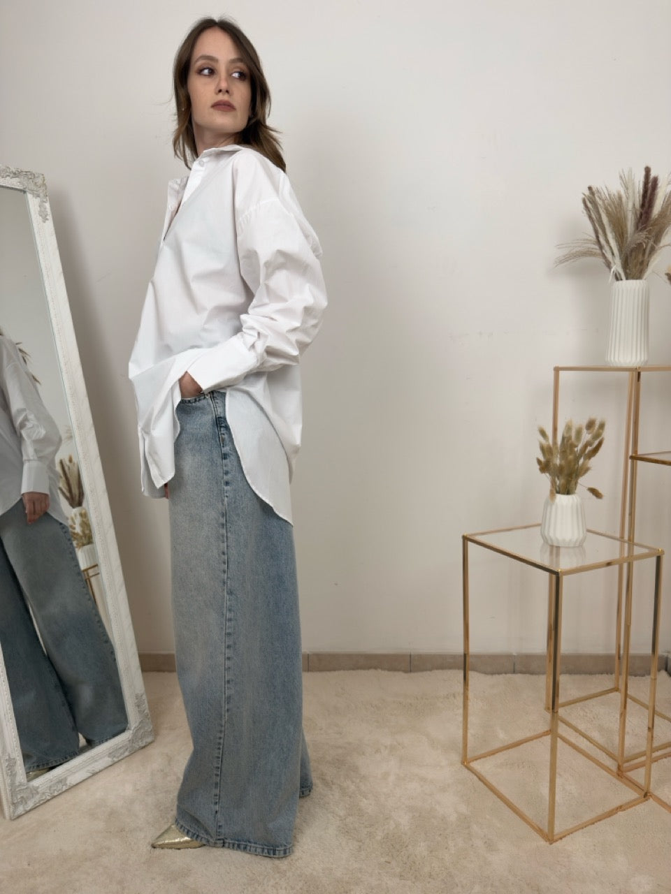 Camicia Oversize in Popeline di Cotone