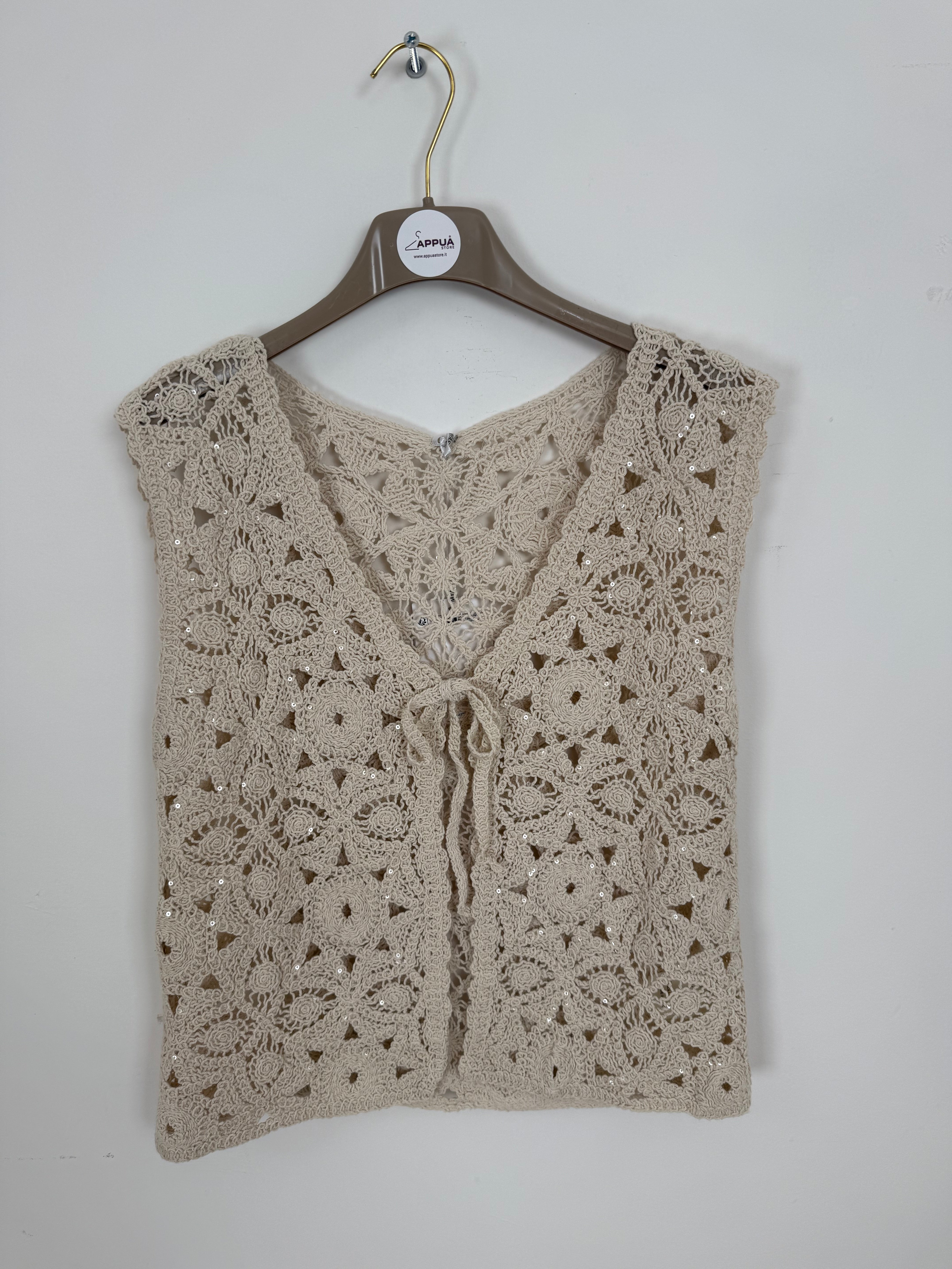 GILET CROCHET BEIGE