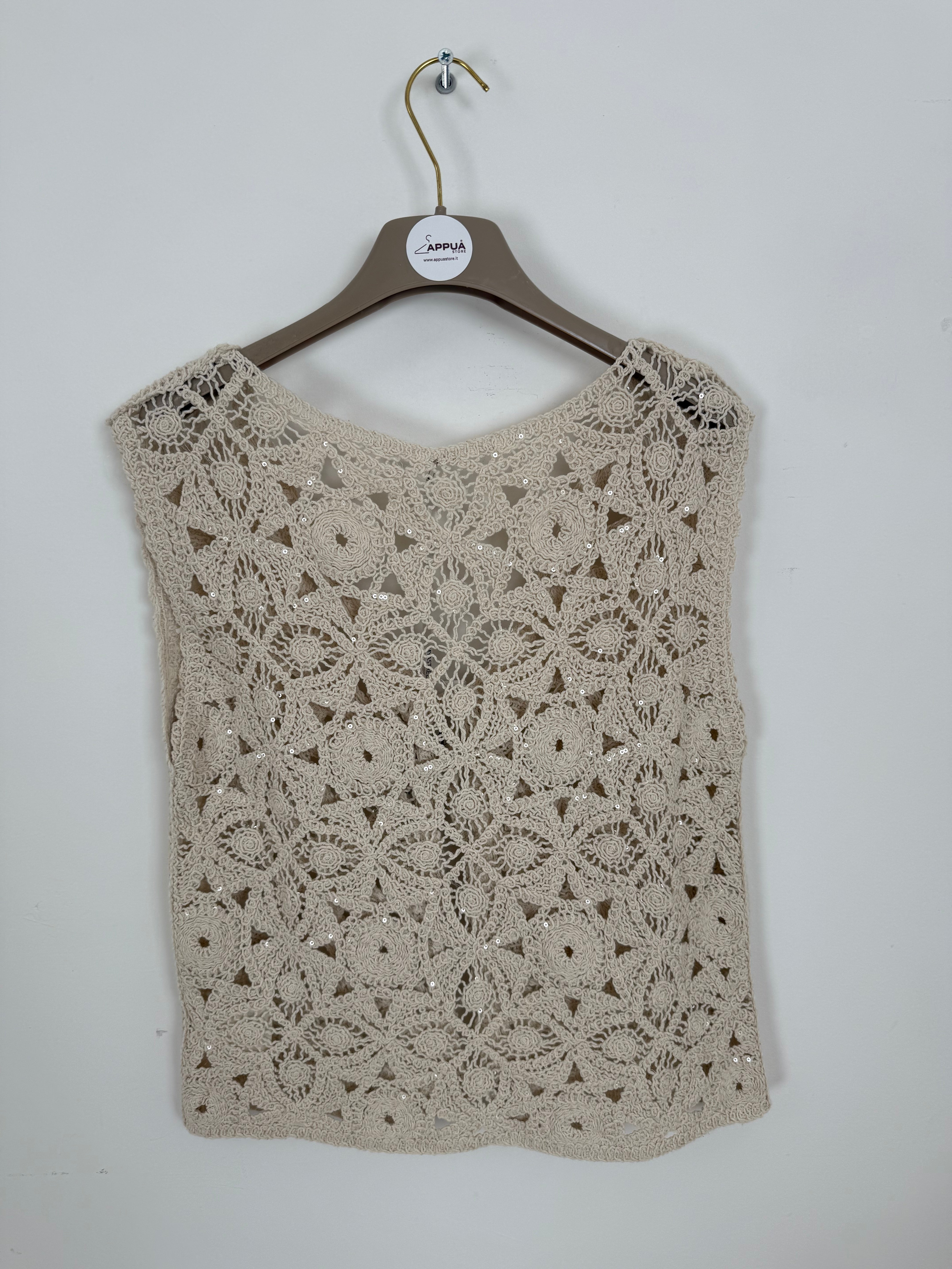 GILET CROCHET BEIGE