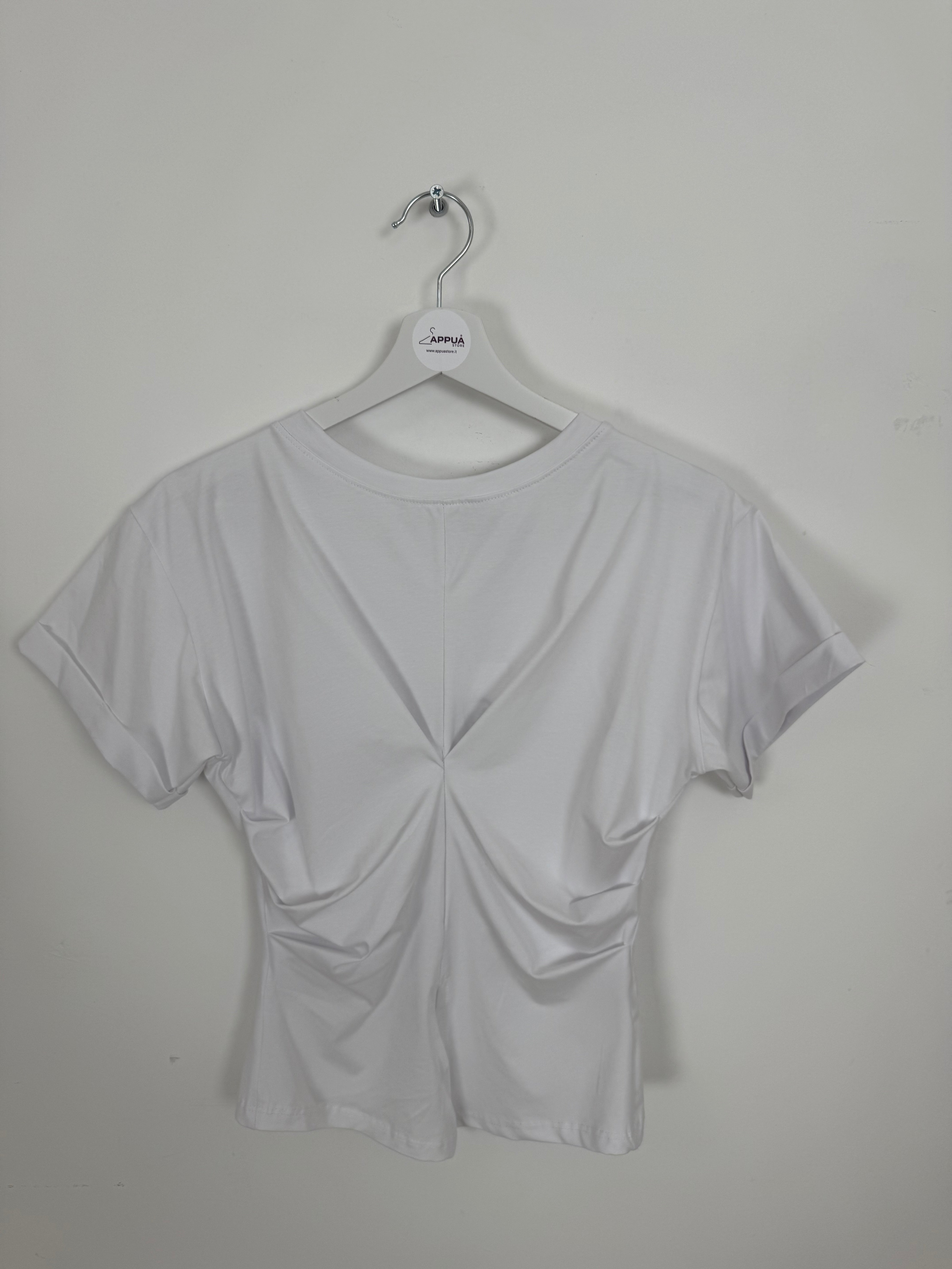 T-shirt Effetto Drappeggio – White / Brown