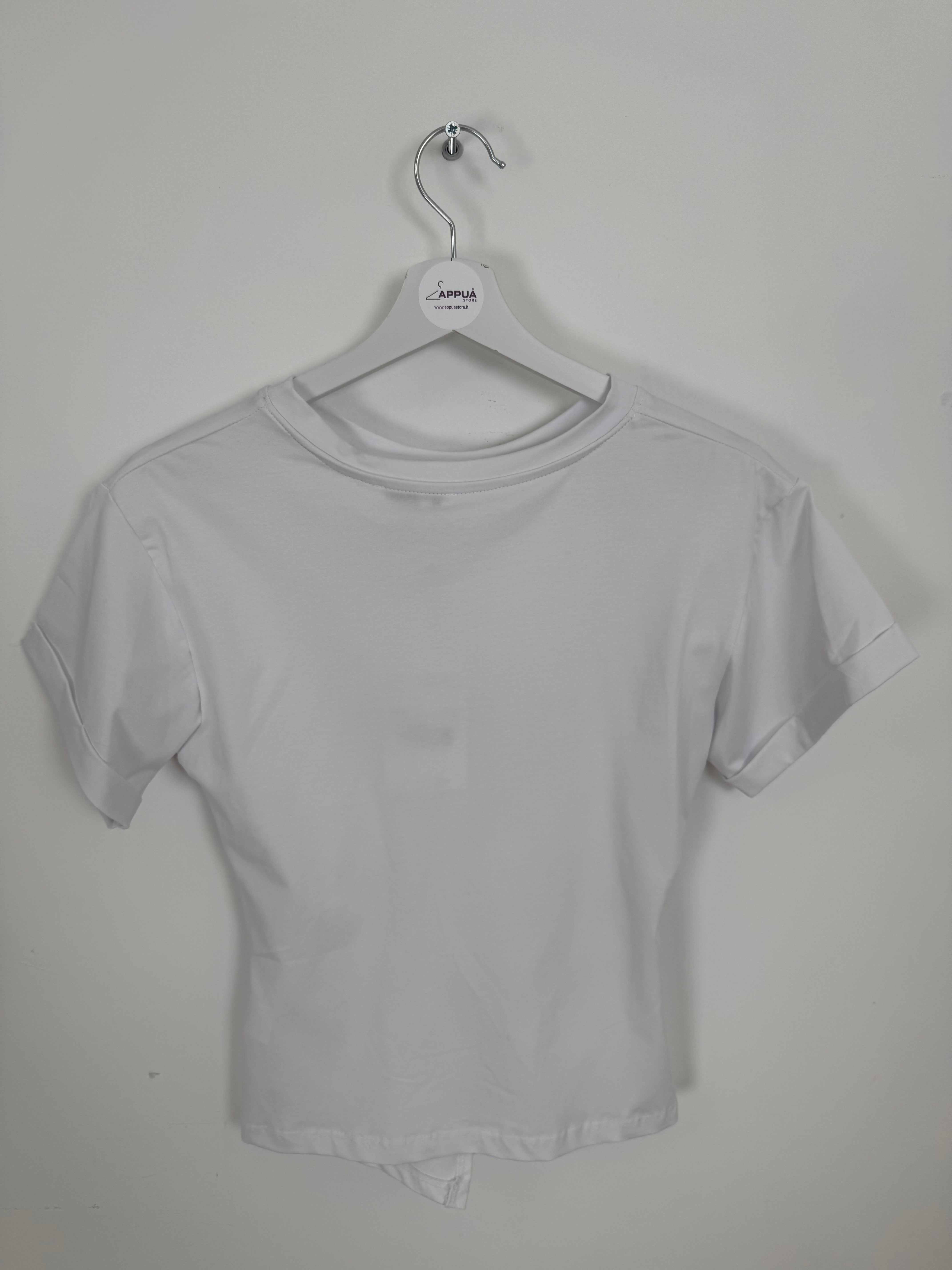 T-shirt Effetto Drappeggio – White / Brown