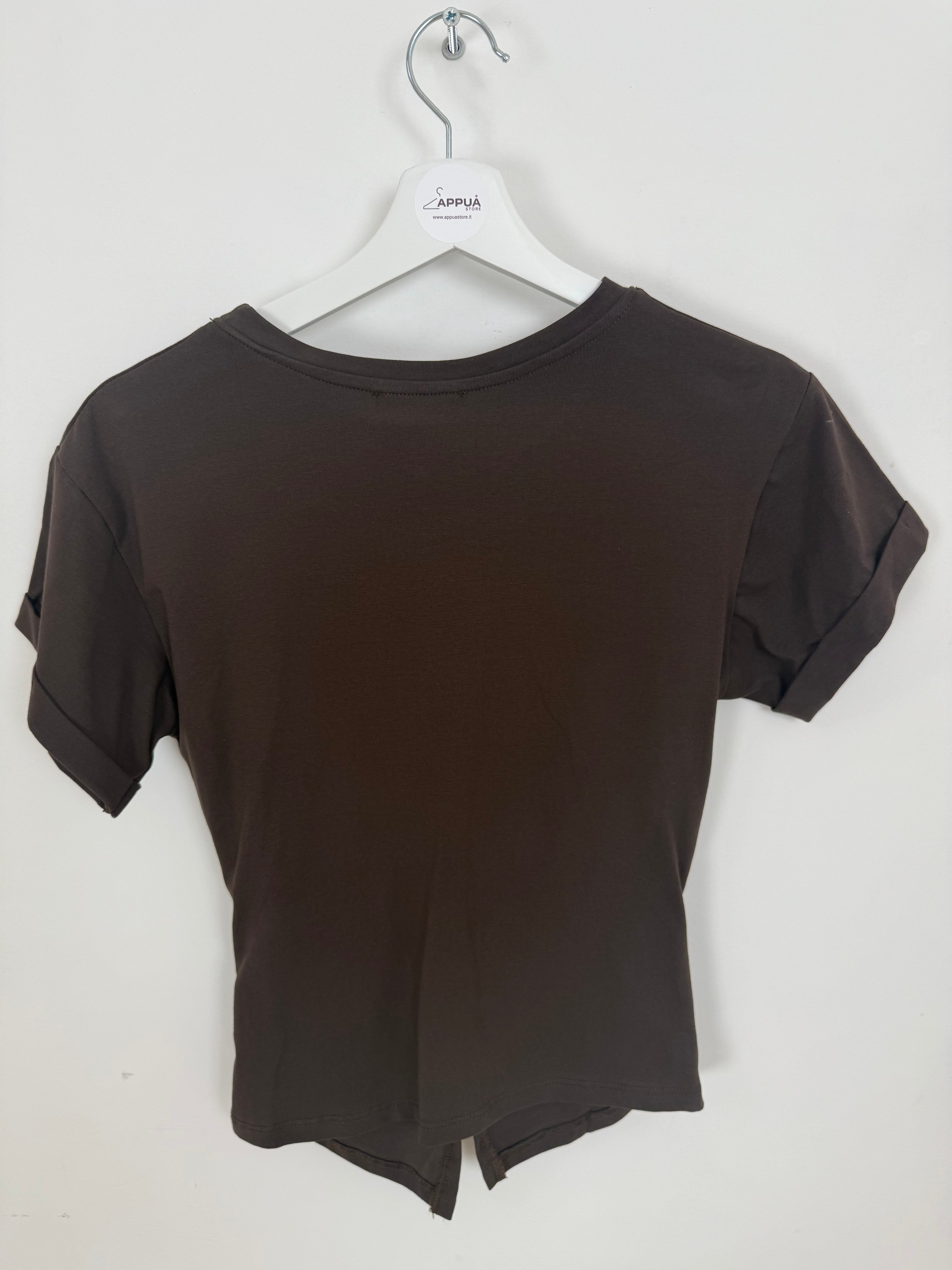 T-shirt Effetto Drappeggio – White / Brown