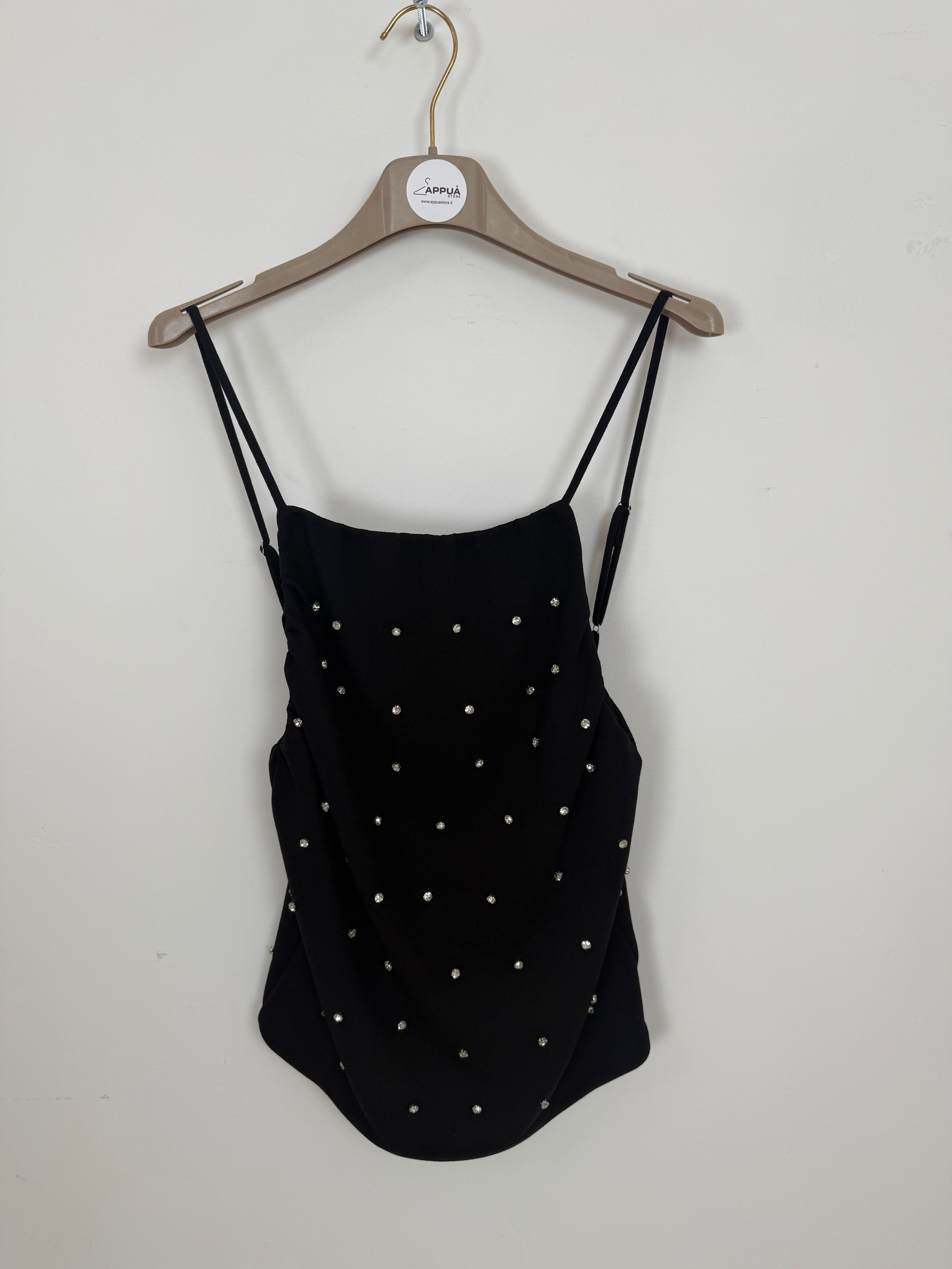 Top “Perla” con Spalline Sottili – Nero
