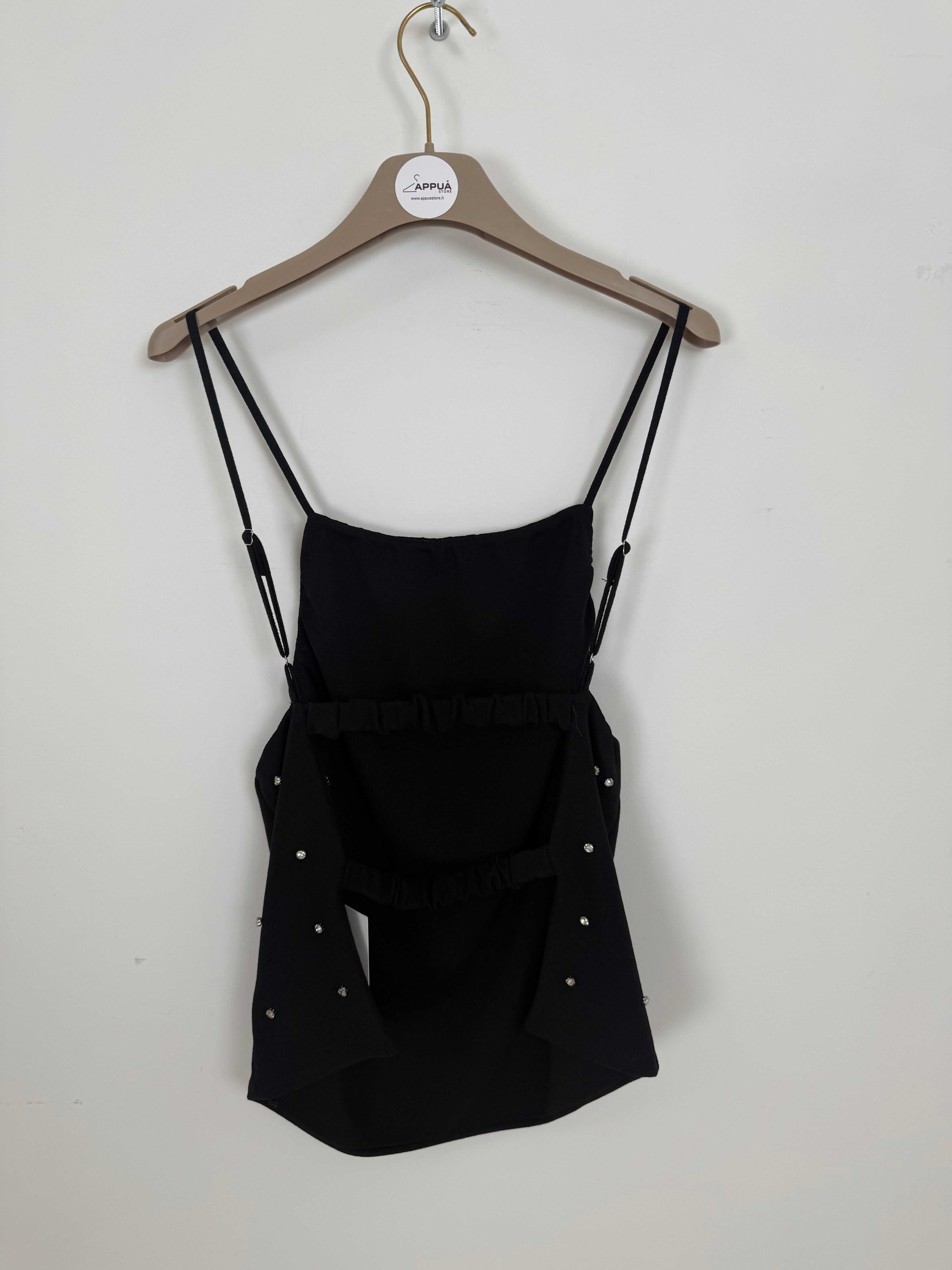 Top “Perla” con Spalline Sottili – Nero