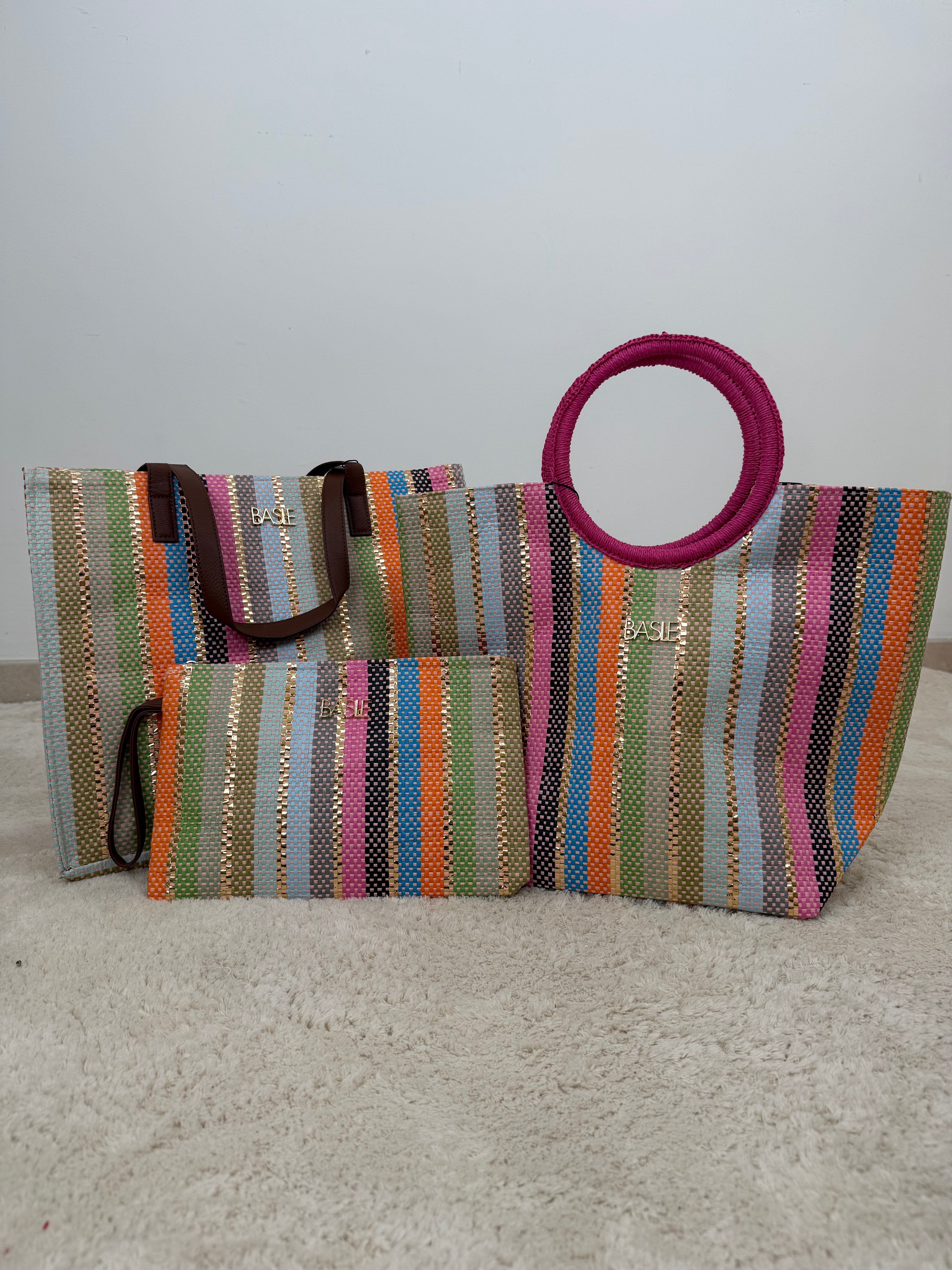 Set borse "Rainbow Stripes" – Shopper, Clutch e Maxi Borsa