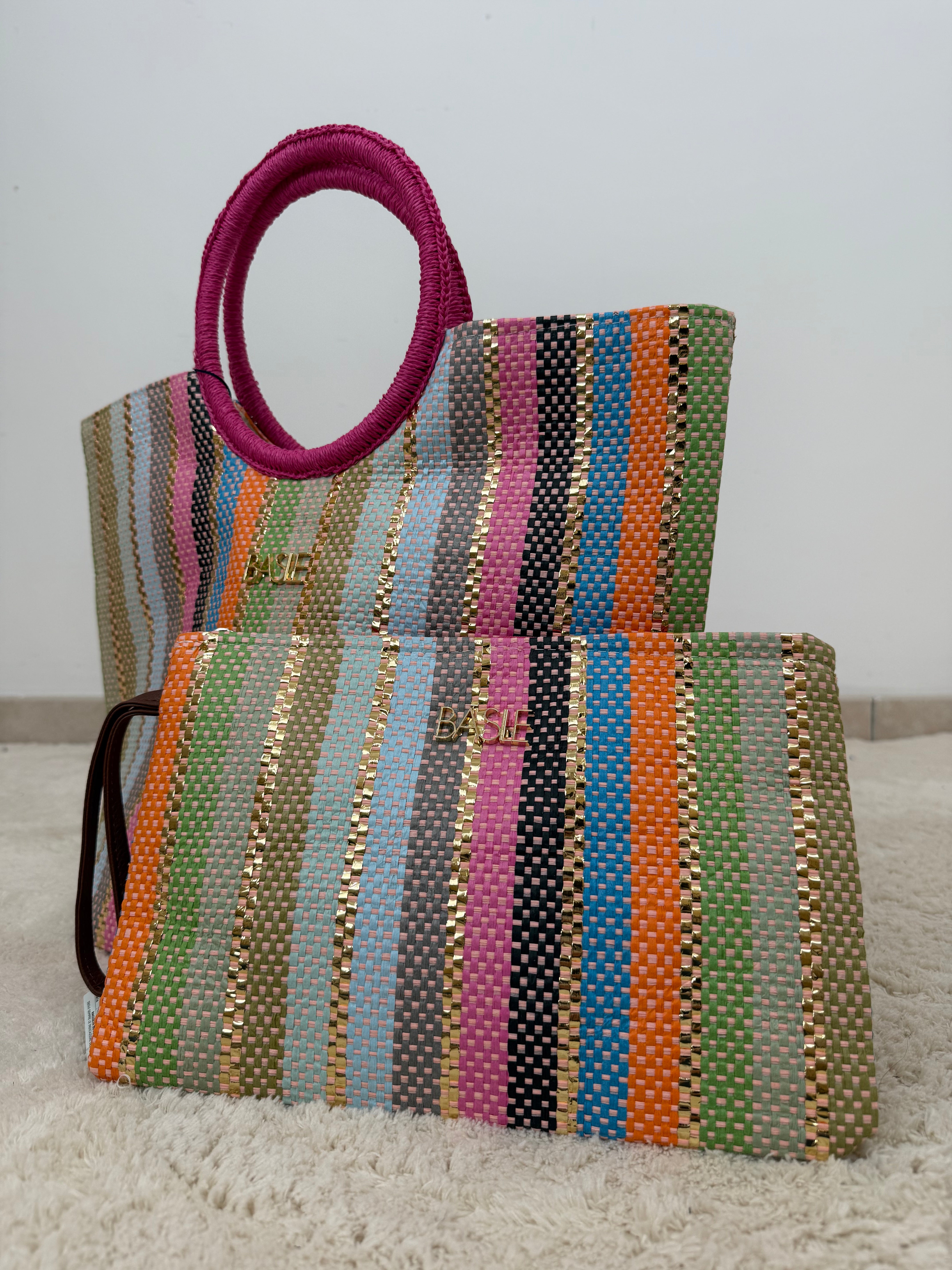 Set borse "Rainbow Stripes" – Shopper, Clutch e Maxi Borsa