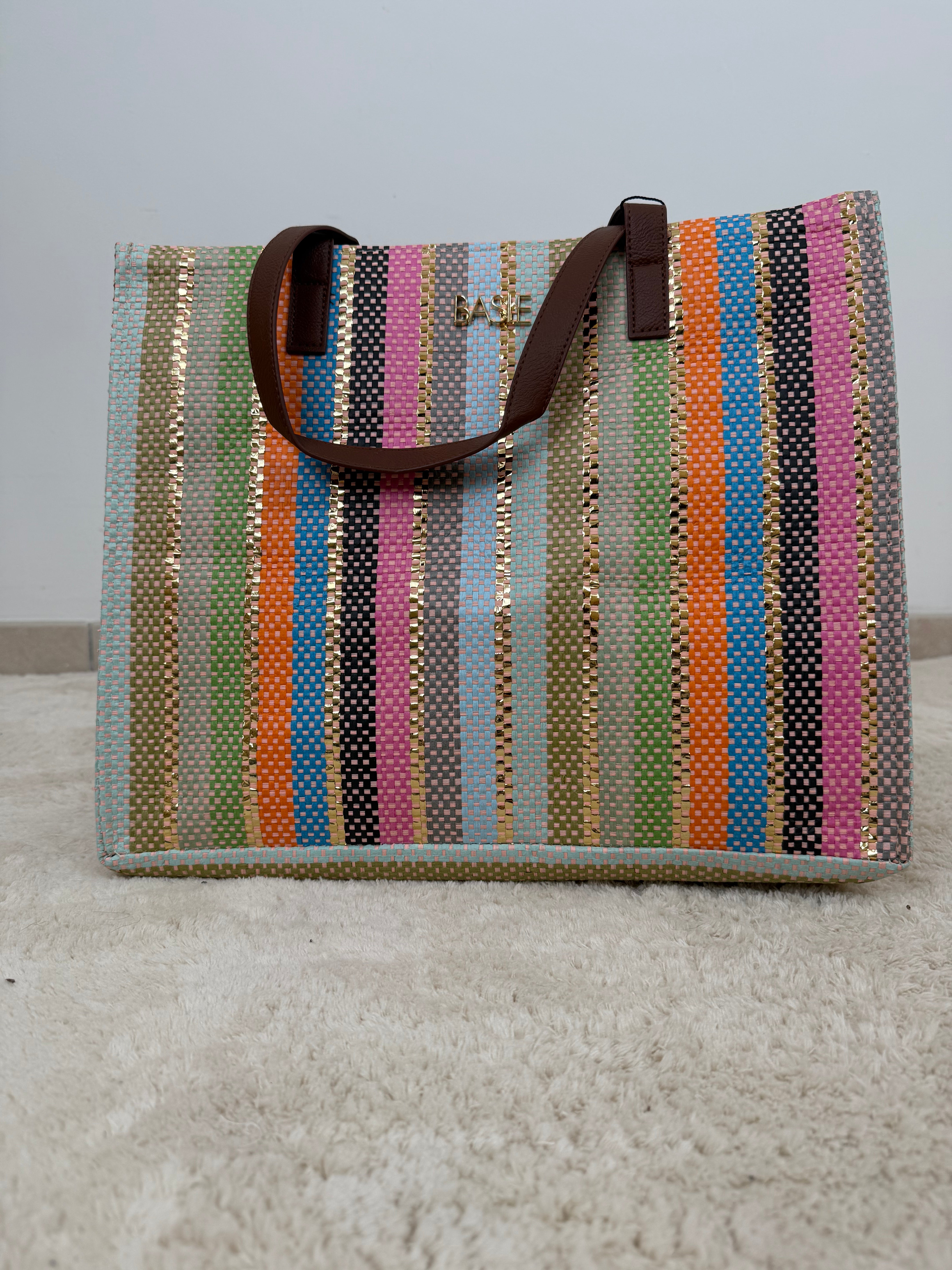 Set borse "Rainbow Stripes" – Shopper, Clutch e Maxi Borsa