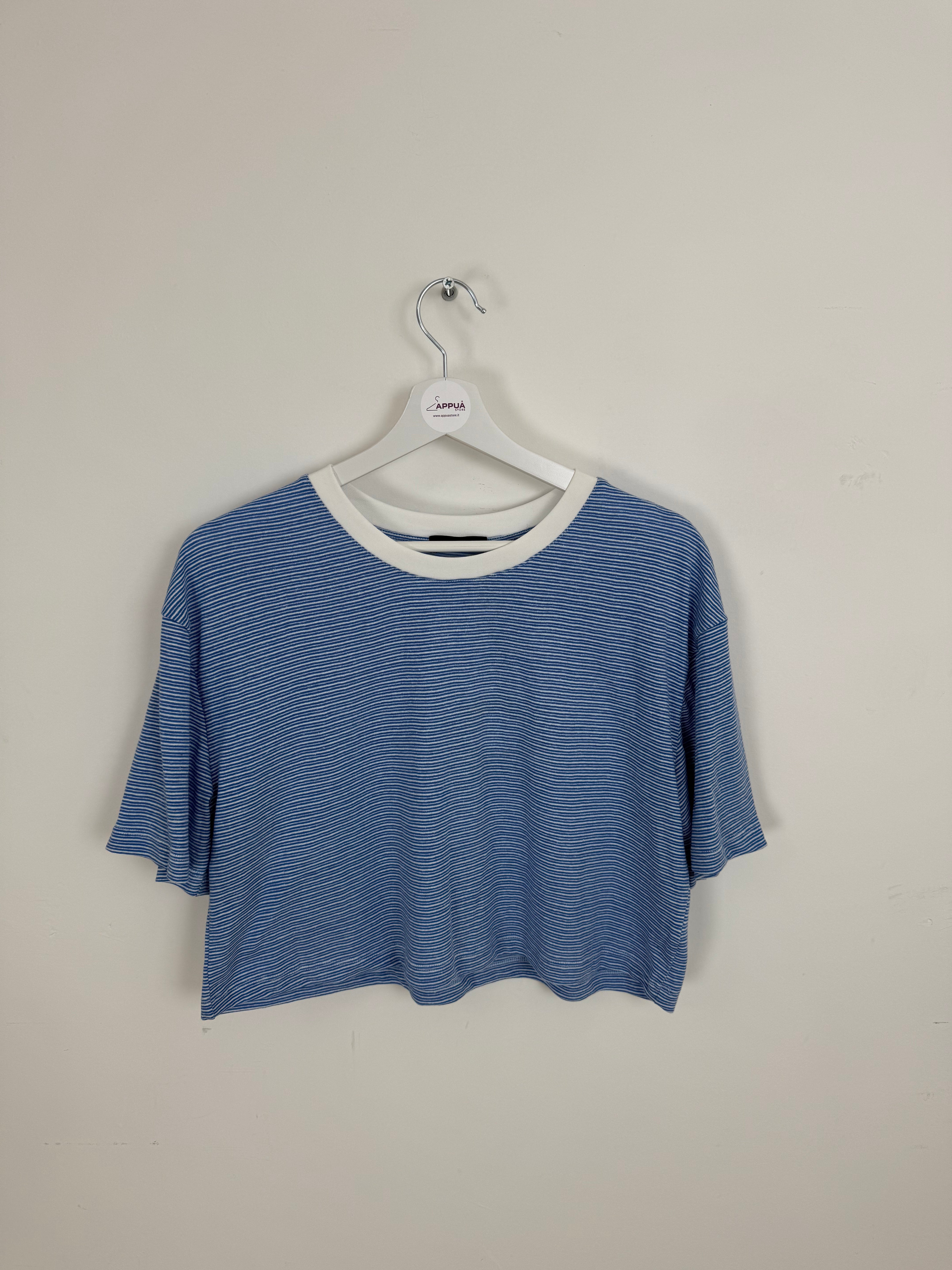 T-SHIRT CORTA BLU E BEIGE