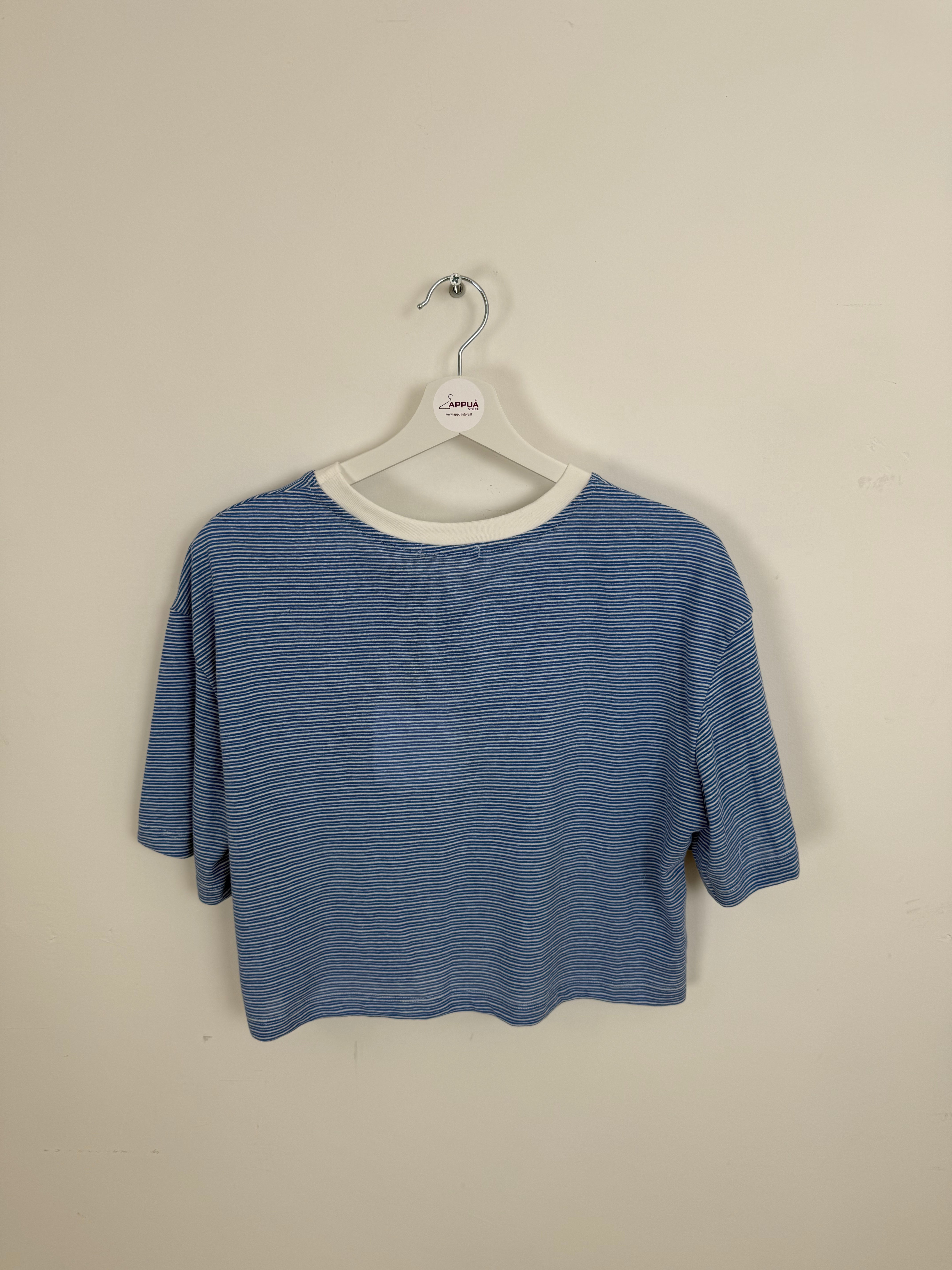 T-SHIRT CORTA BLU E BEIGE