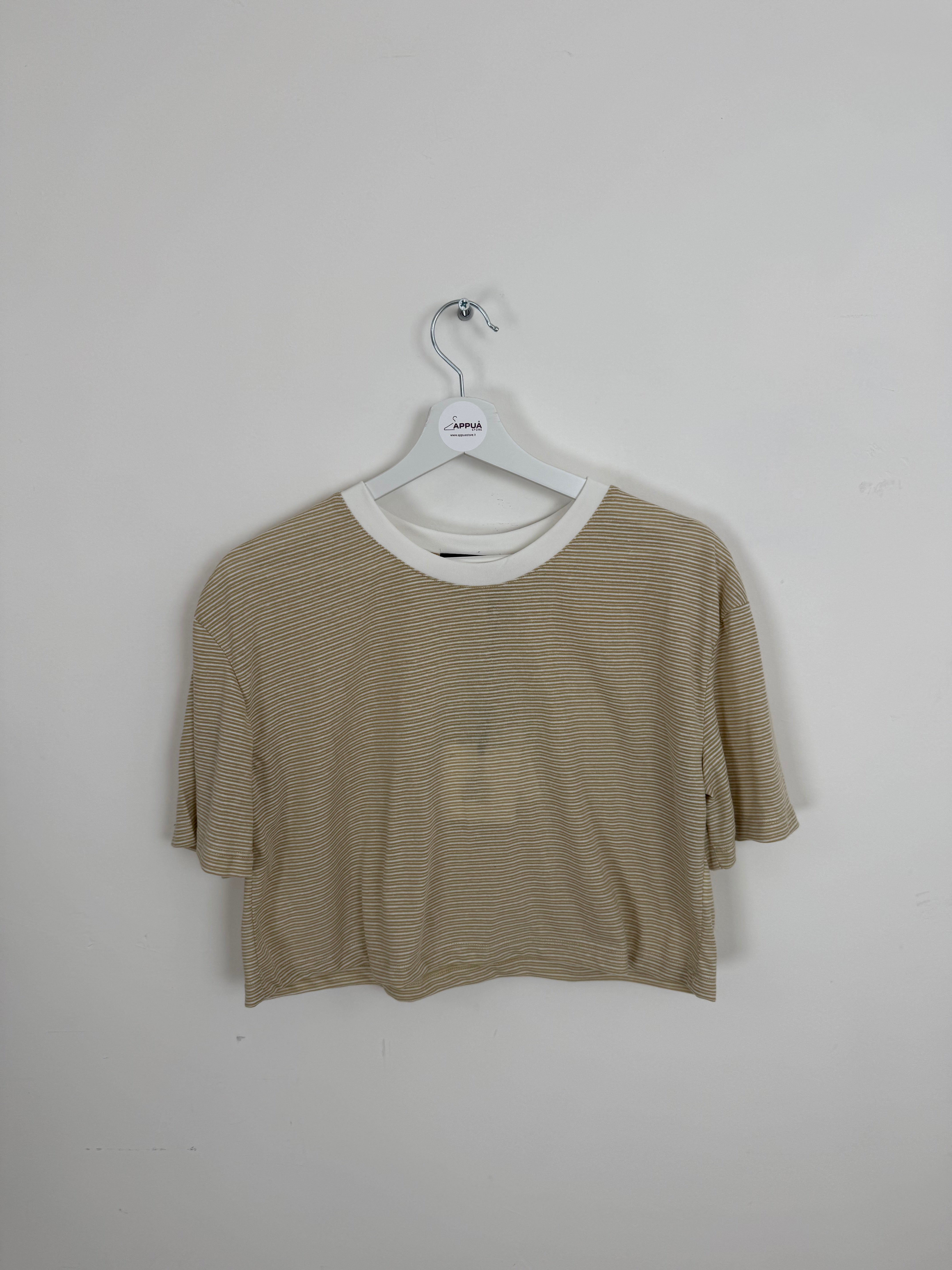 T-SHIRT CORTA BLU E BEIGE