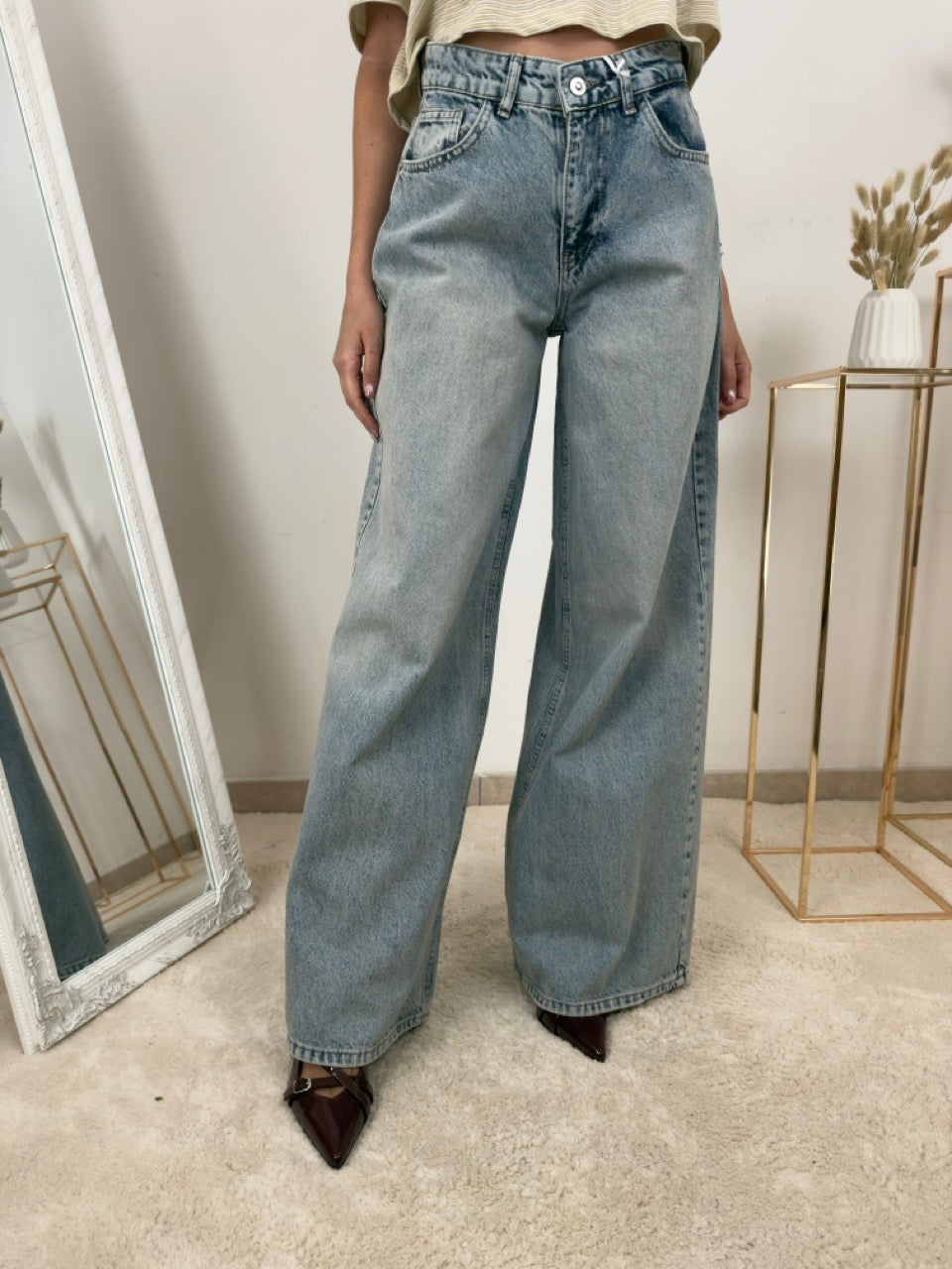 Jeans “Liberty” a Vita Alta – Wide Leg Denim