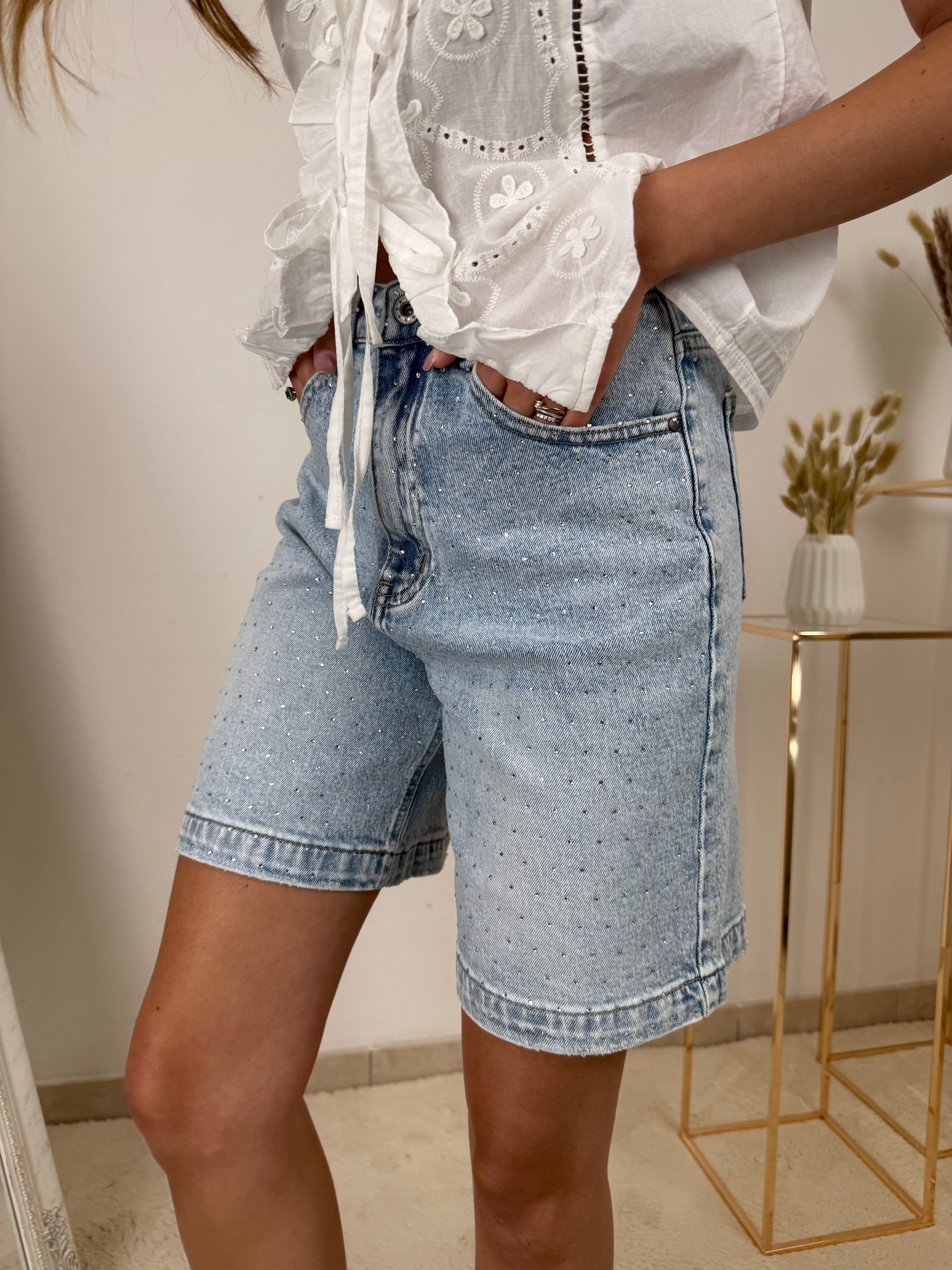 SHORTS DI JEANS CON STRASS