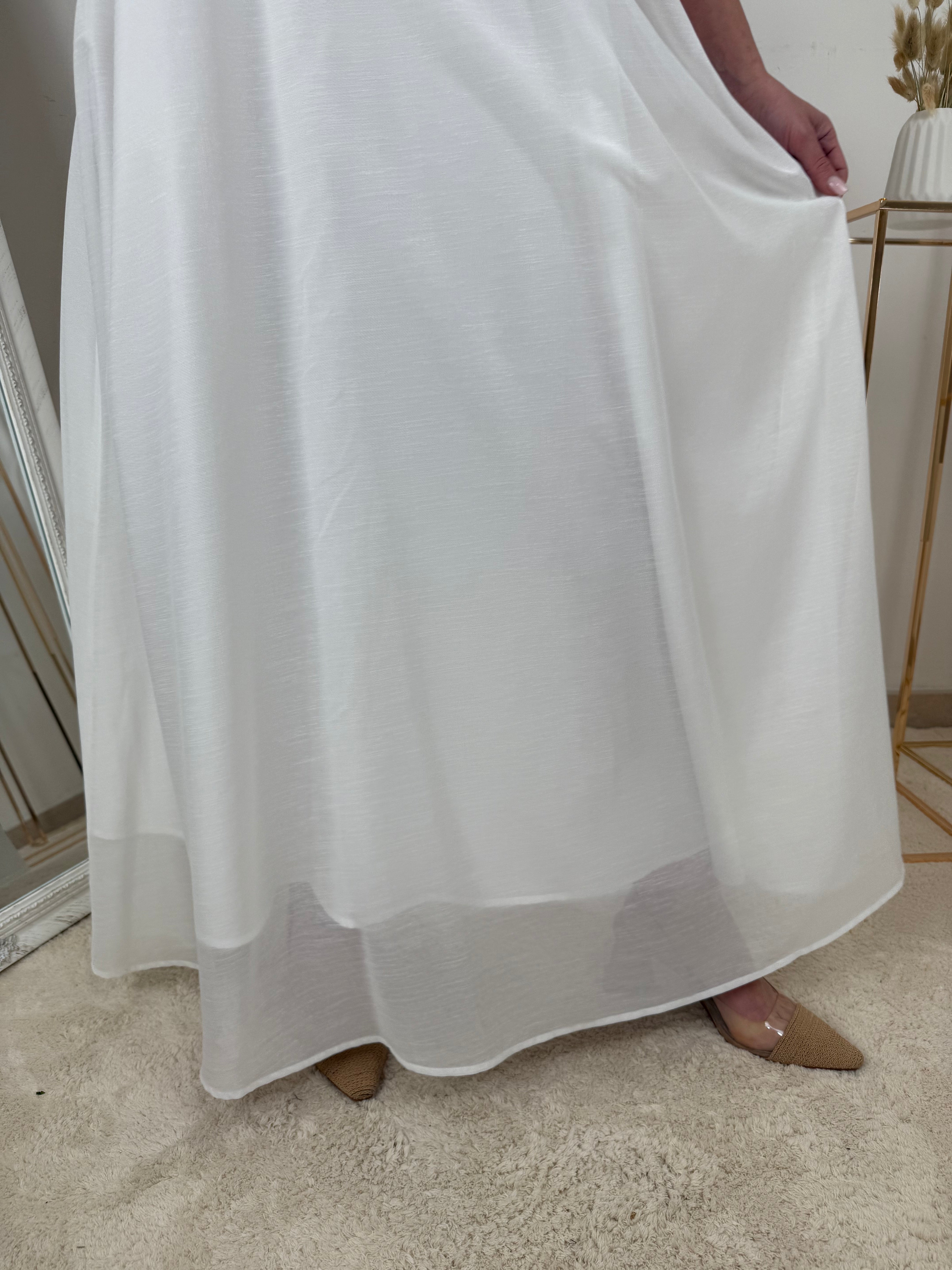 Abito lungo con spalline Bianco semplice