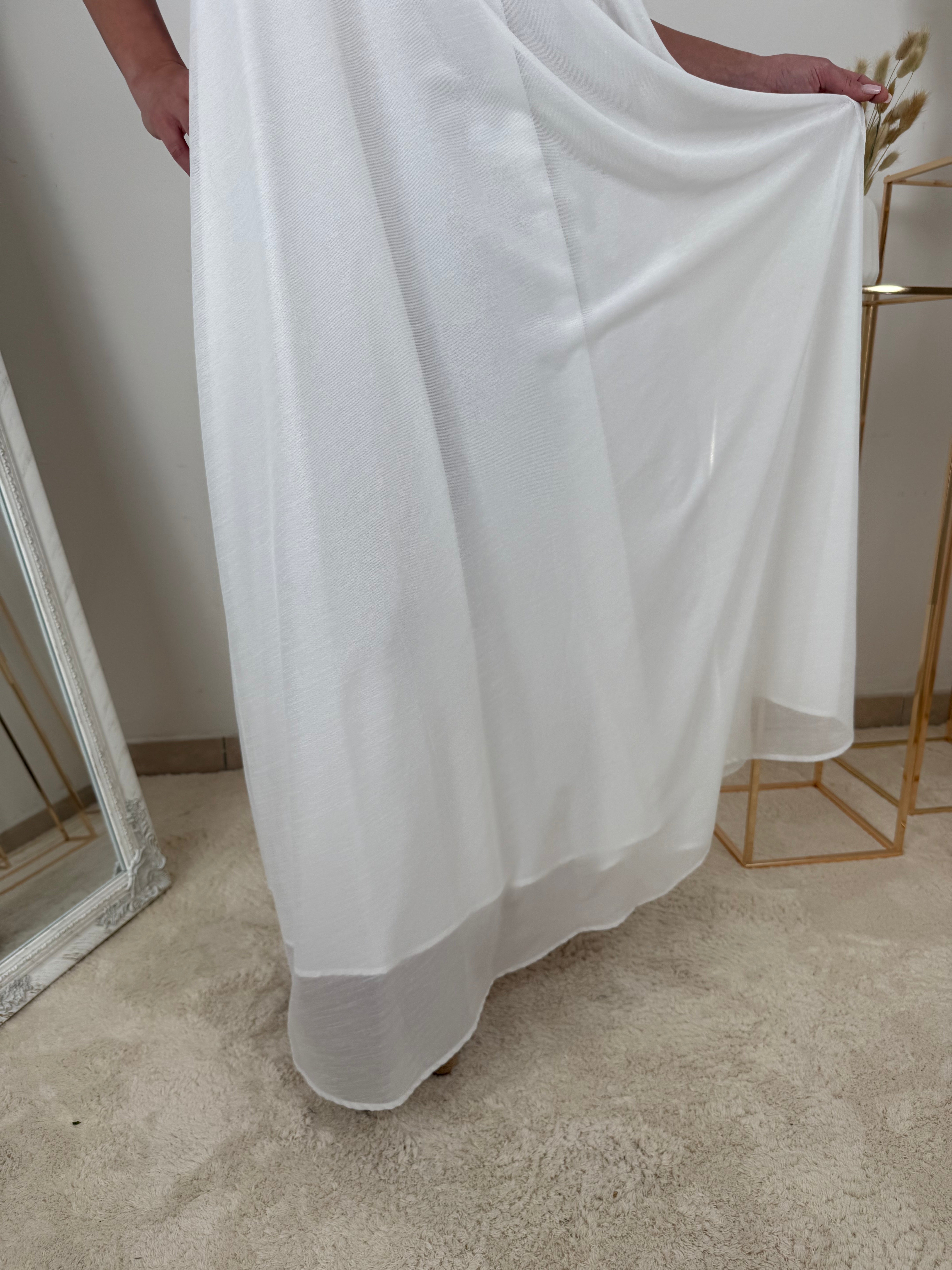 Abito lungo con spalline Bianco semplice