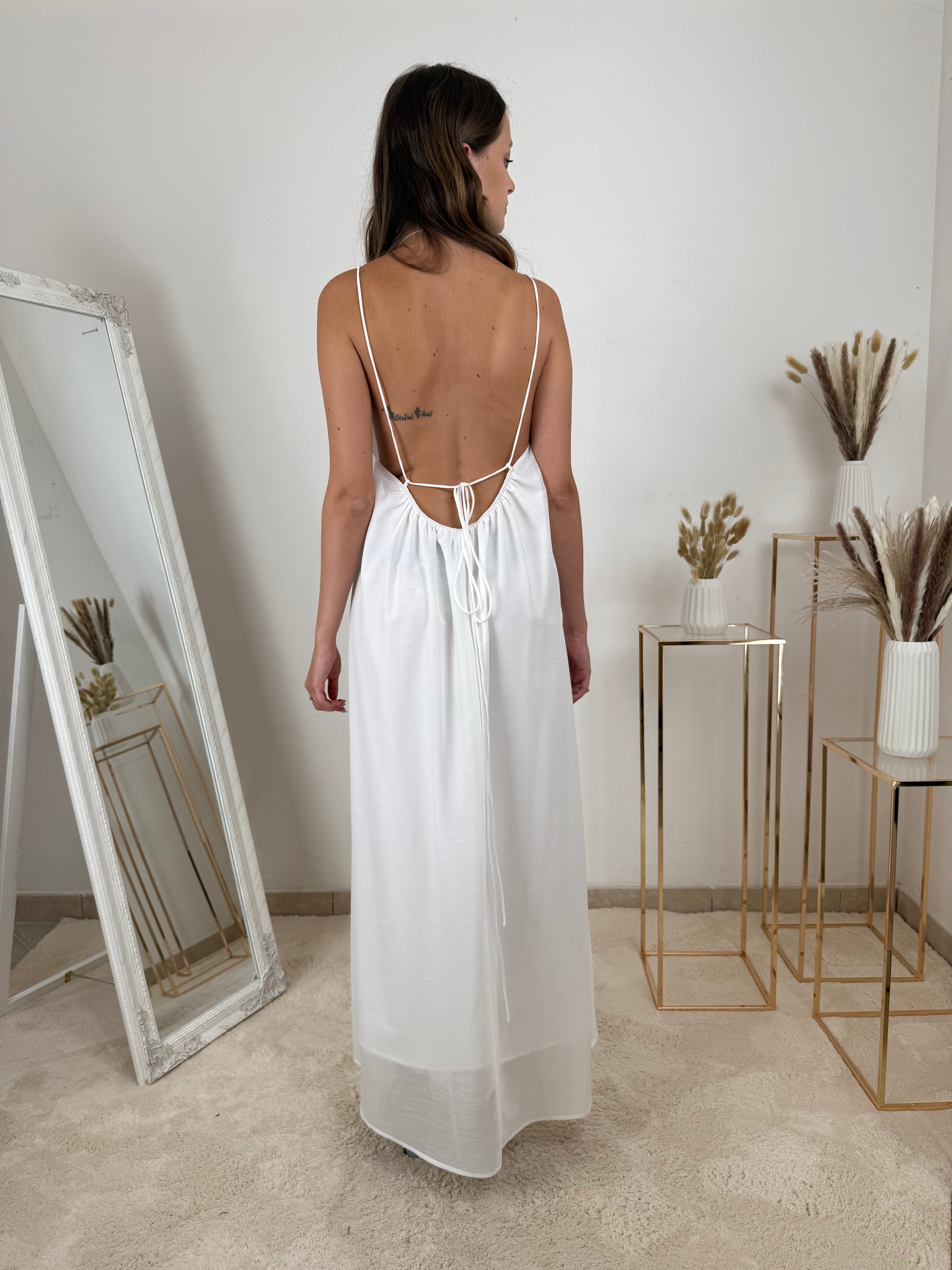 Abito lungo con spalline Bianco semplice
