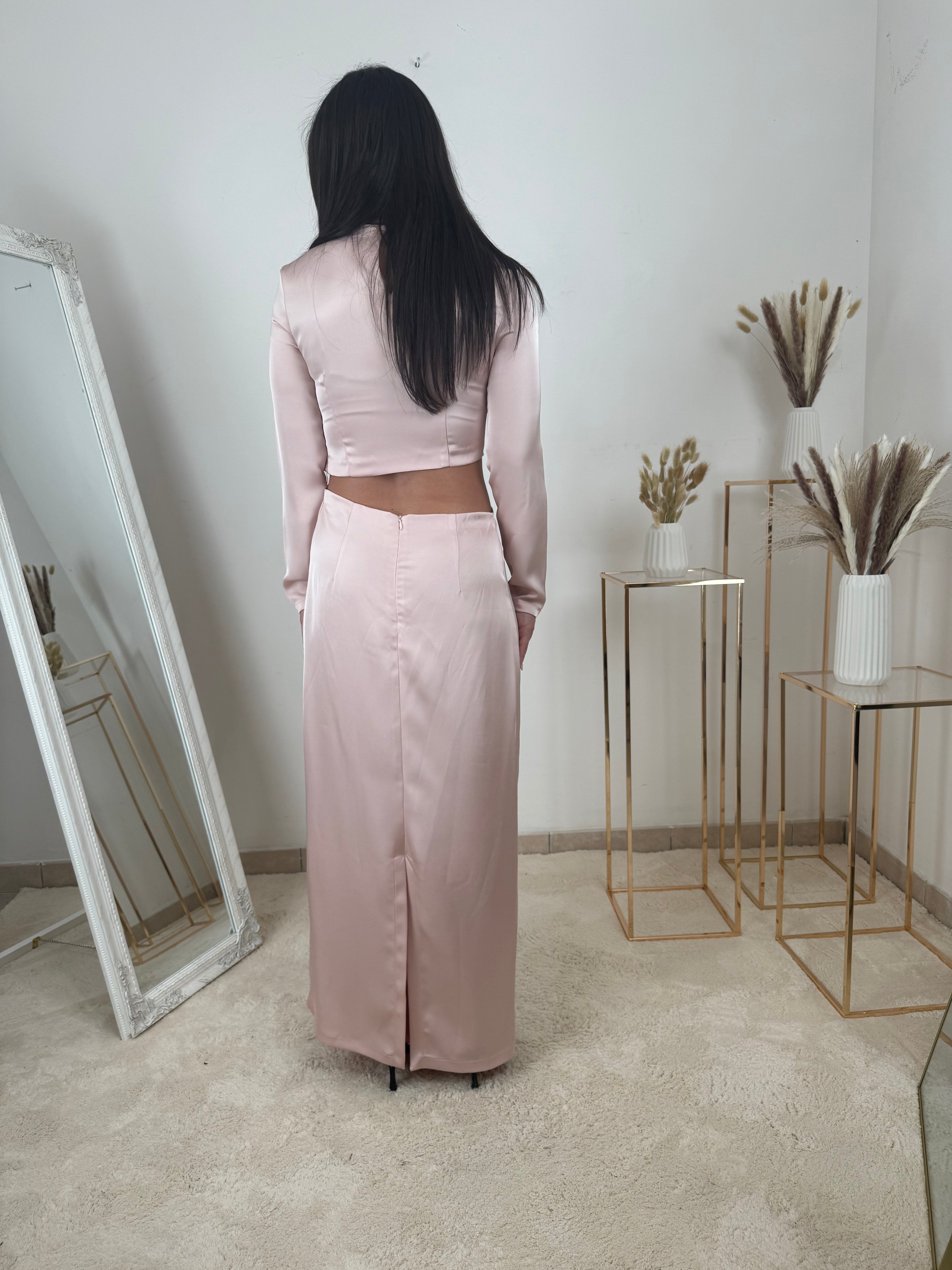 VESTITO LUNGO CON NODO BRILLANTE