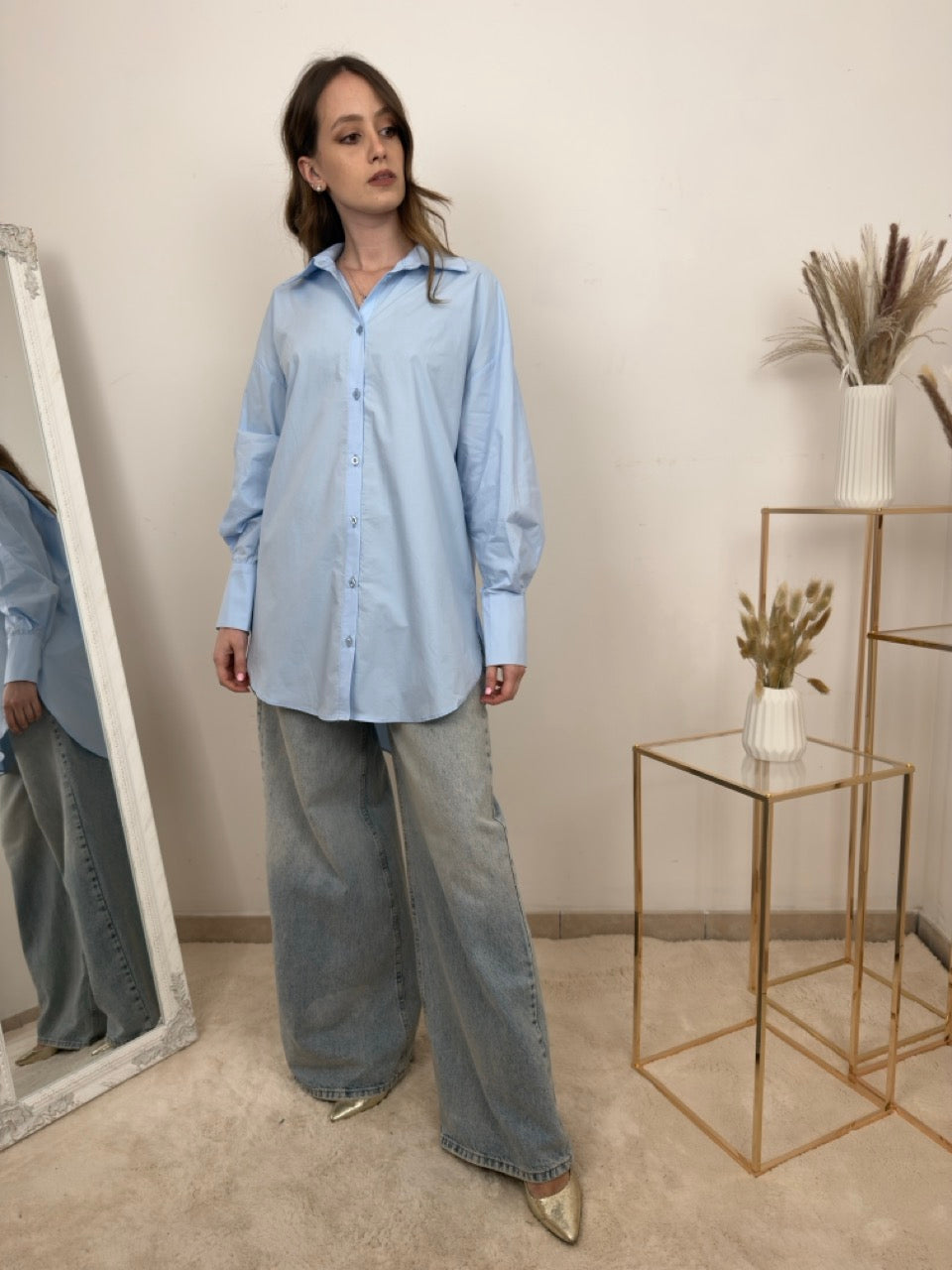Camicia Oversize in Popeline di Cotone