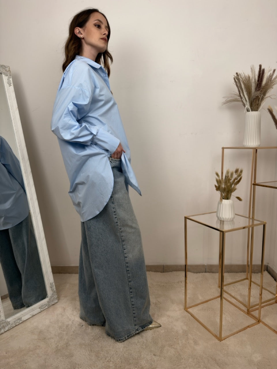 Camicia Oversize in Popeline di Cotone