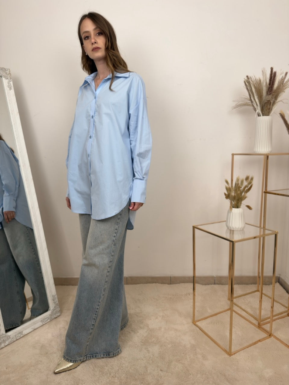 Camicia Oversize in Popeline di Cotone