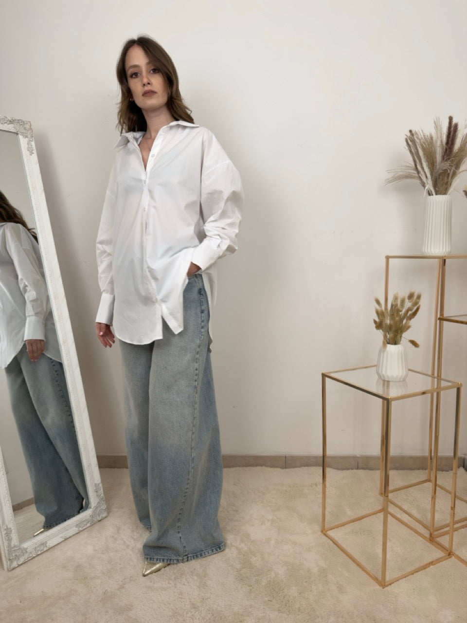 Camicia Oversize in Popeline di Cotone