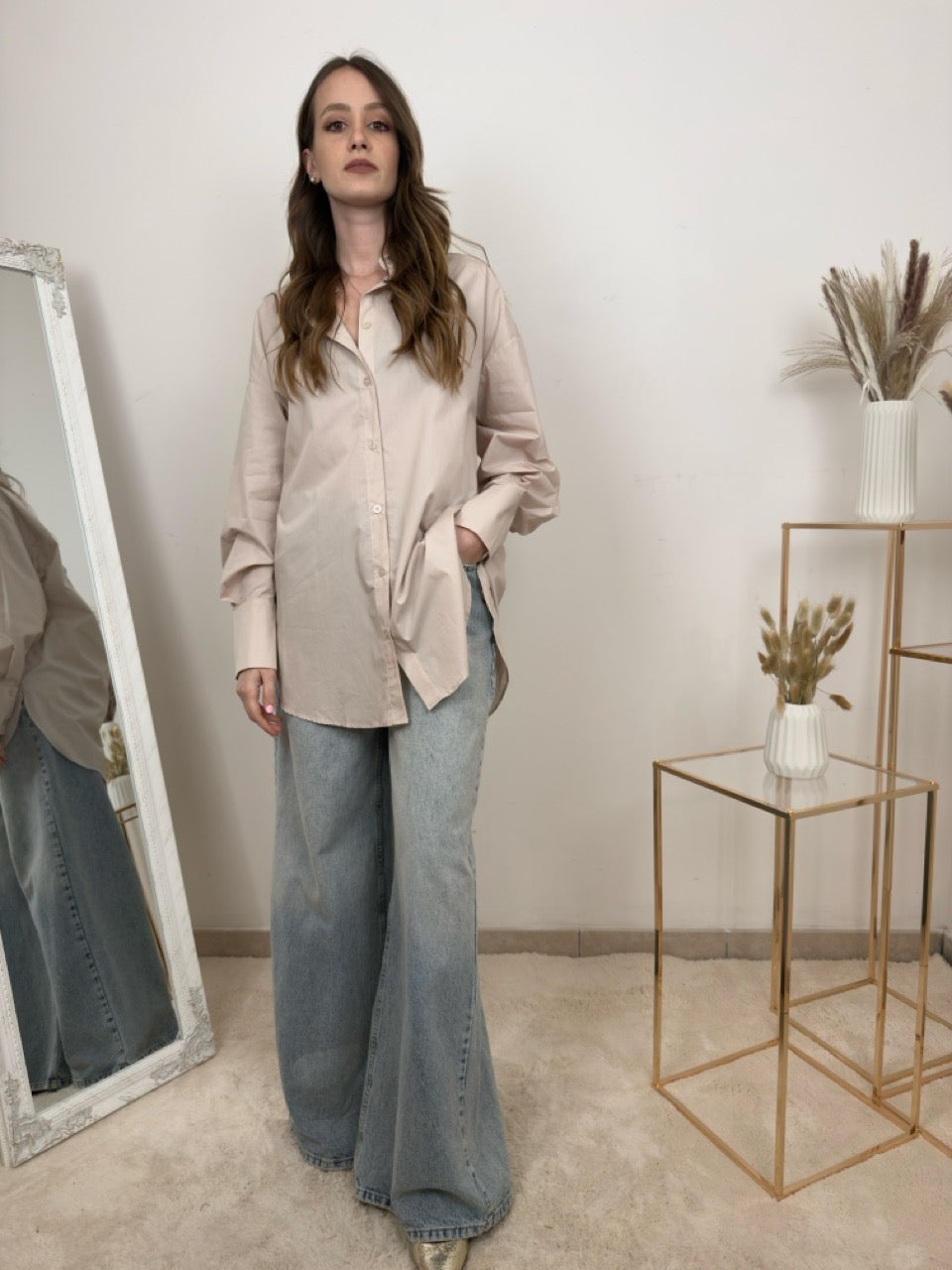 Camicia Oversize in Popeline di Cotone