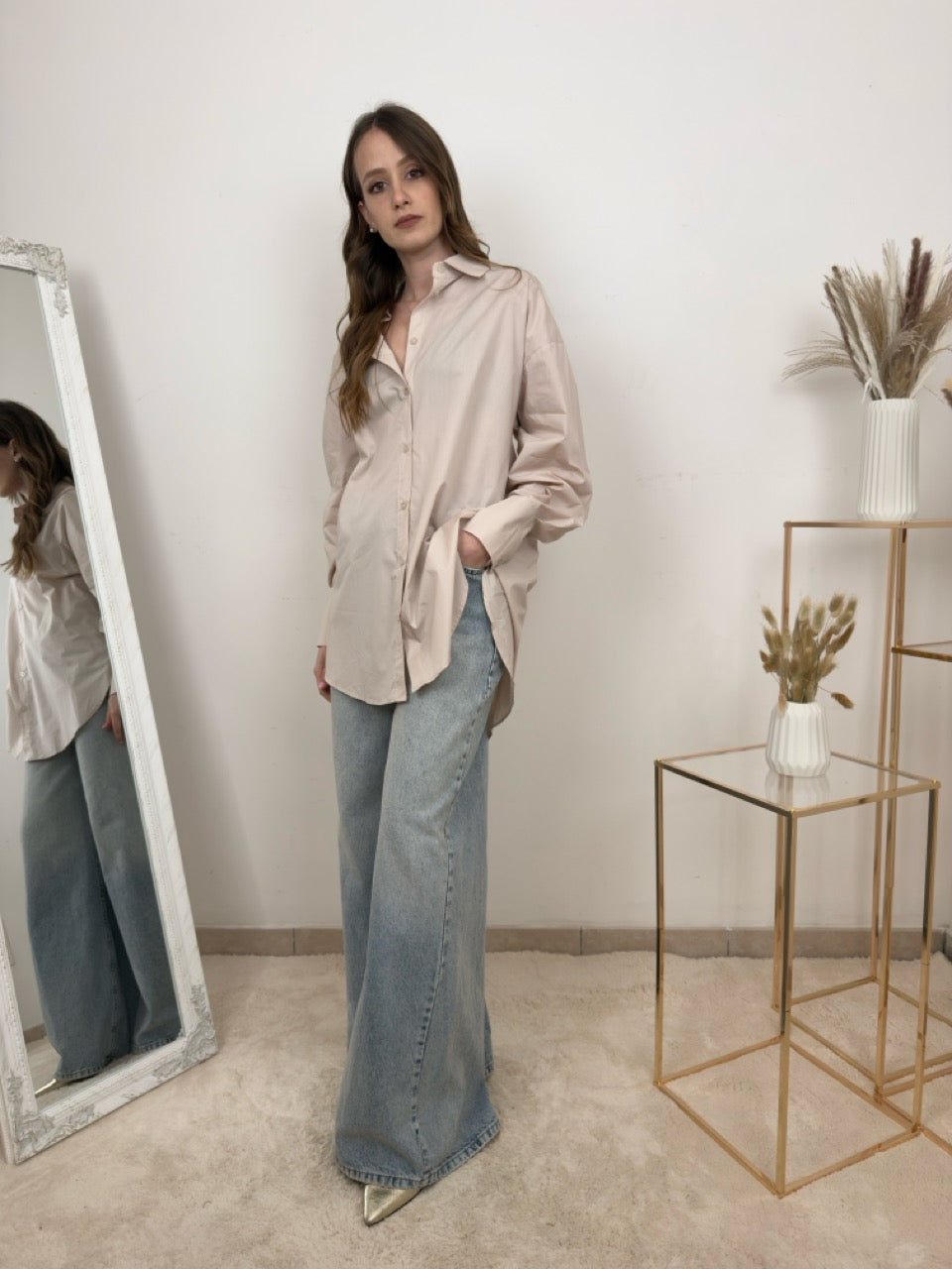 Camicia Oversize in Popeline di Cotone