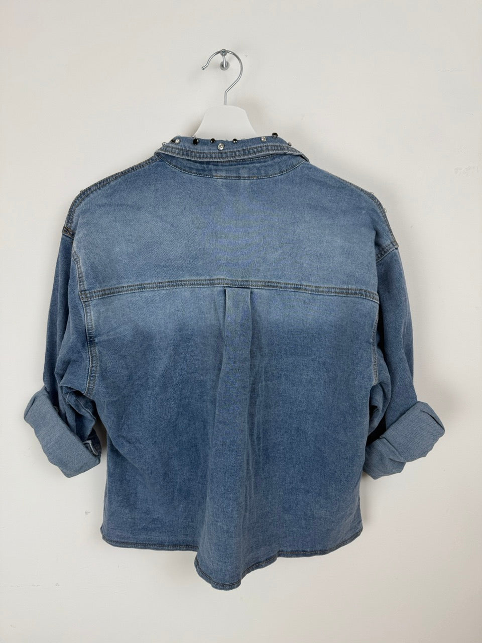 Camicia Denim con Strass Applicati