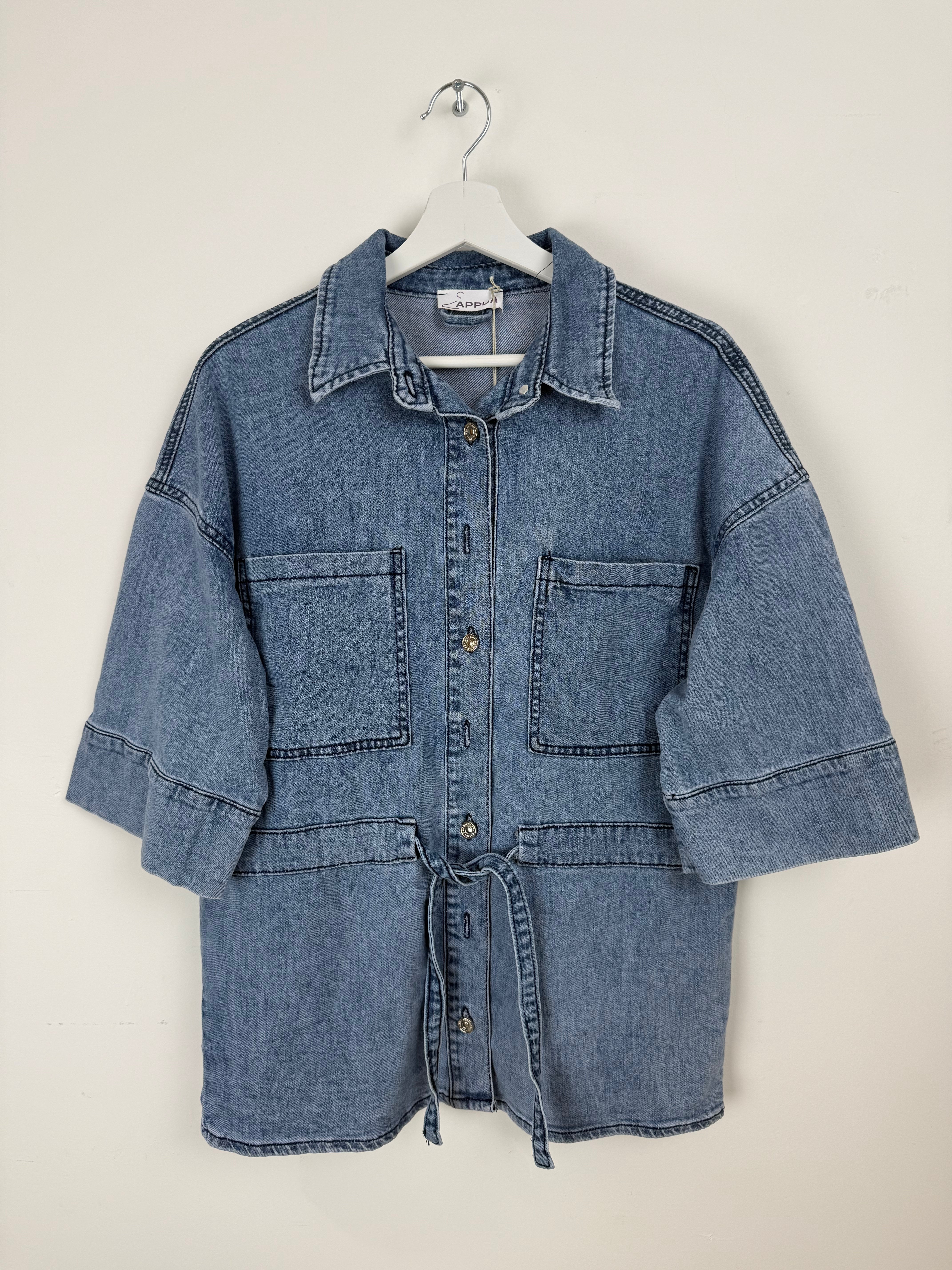 Camicia Utility in Denim con Coulisse