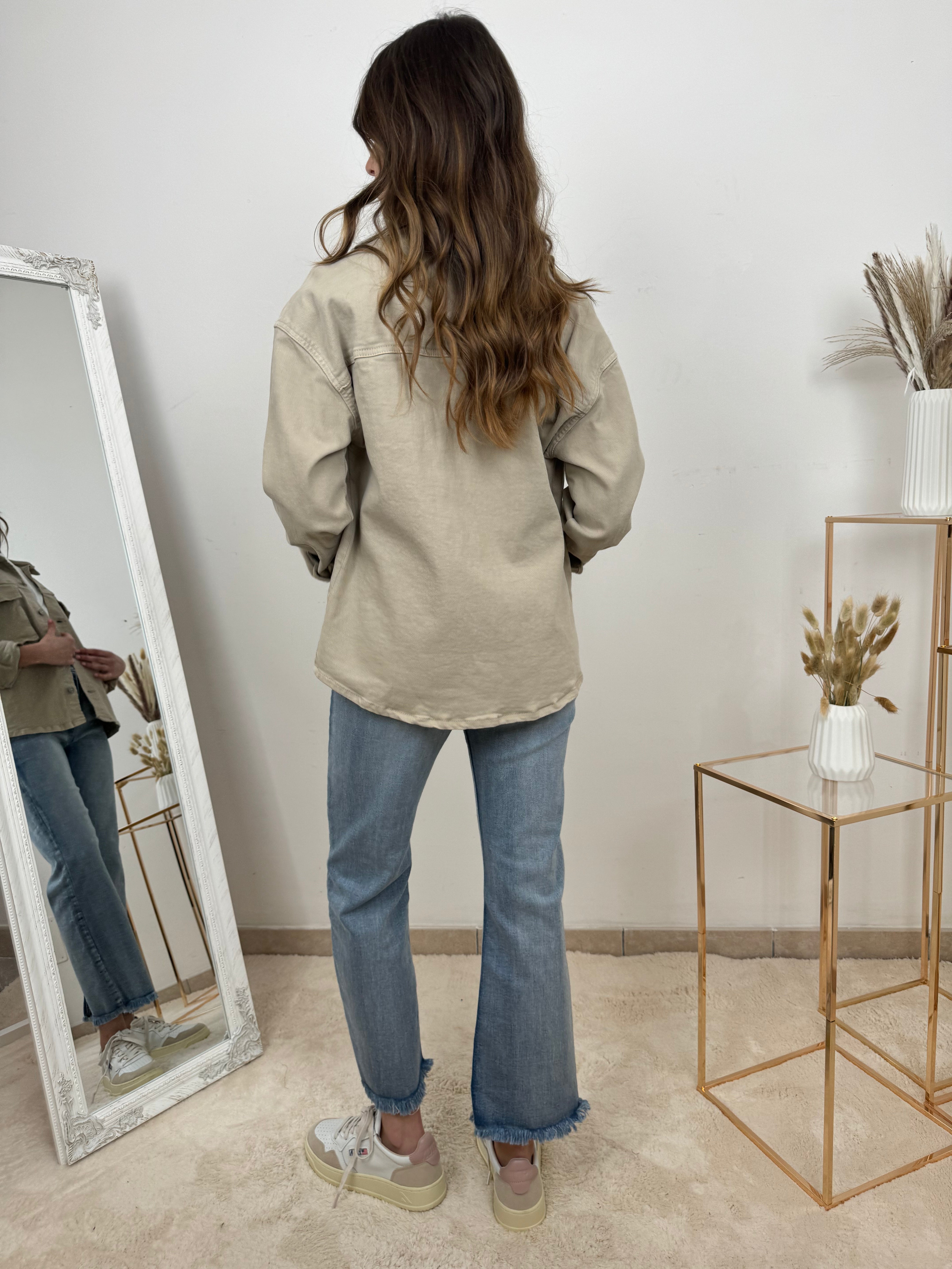 Camicia Oversize con Stelle Ricamate