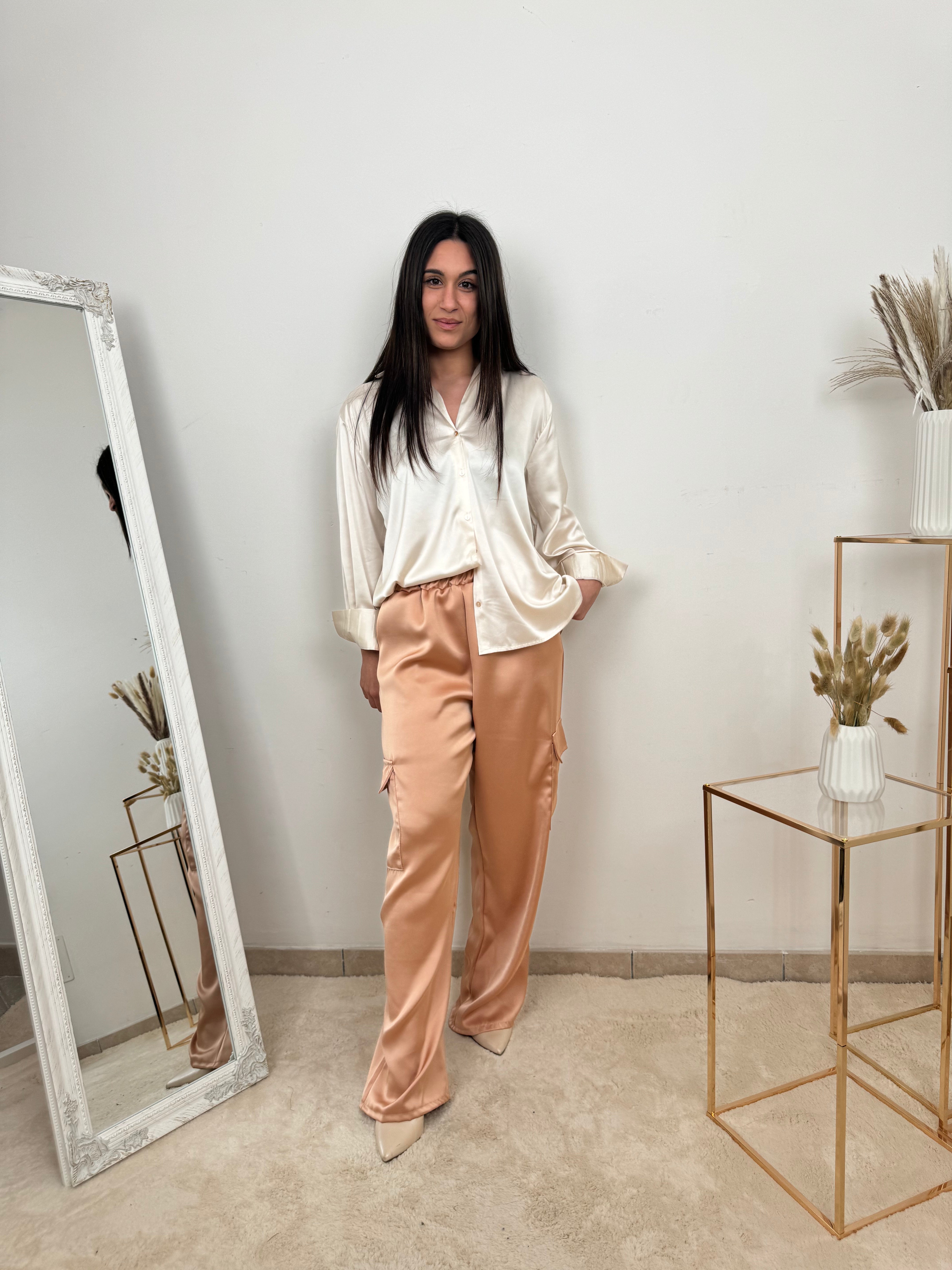 Camicia Oversize in Raso Lucido
