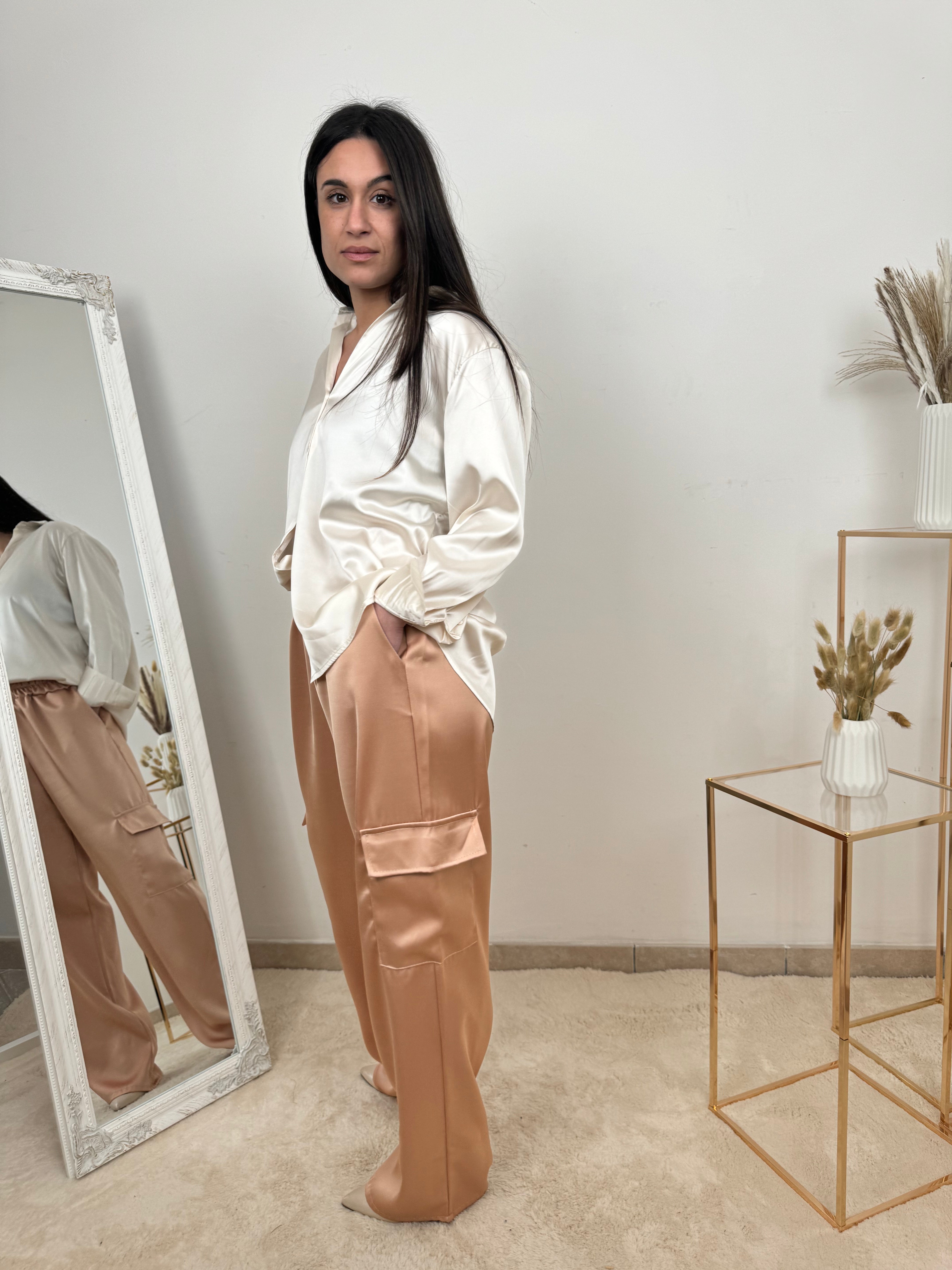 Camicia Oversize in Raso Lucido